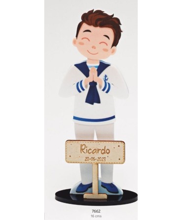 Niño Comunión Marinero Deco Personalizado con Cartel de Madera