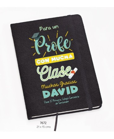 Libreta Profesor/a Negra Clase Personalizada
