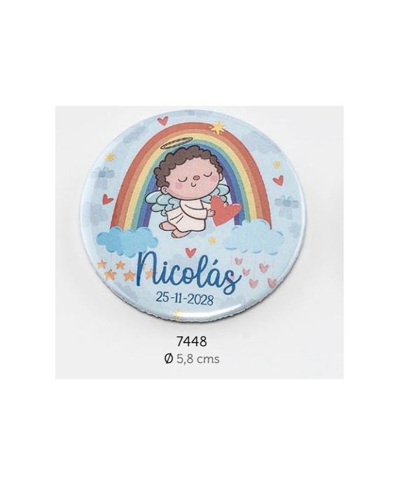 Chapa imán bebé ángel celeste personalizada