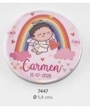 Chapa abrebotellas-imán bebé ángel rosa personalizada