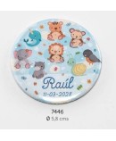 Chapa abrebotellas-imán bebé animales celeste personalizada