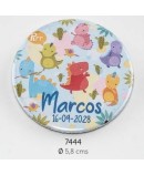 Chapa abrebotellas-imán bebé dinos celeste personalizada