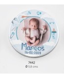 Chapa imán foto bebé celeste personalizada