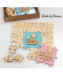 Puzle de deseos madera bebé celeste personalizado
