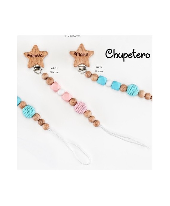 Chupetero celeste estrella personalizado