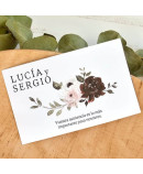 Tarjeta boda numero de cuenta love flores