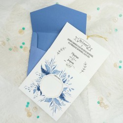 Invitacion de boda azul flores