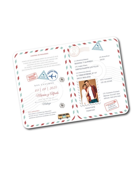 Invitacion de boda pasaporte