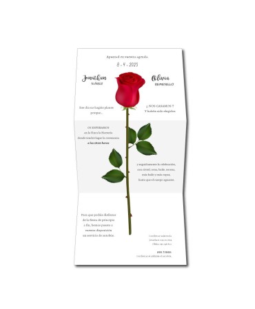 Invitacion de boda rosa roja