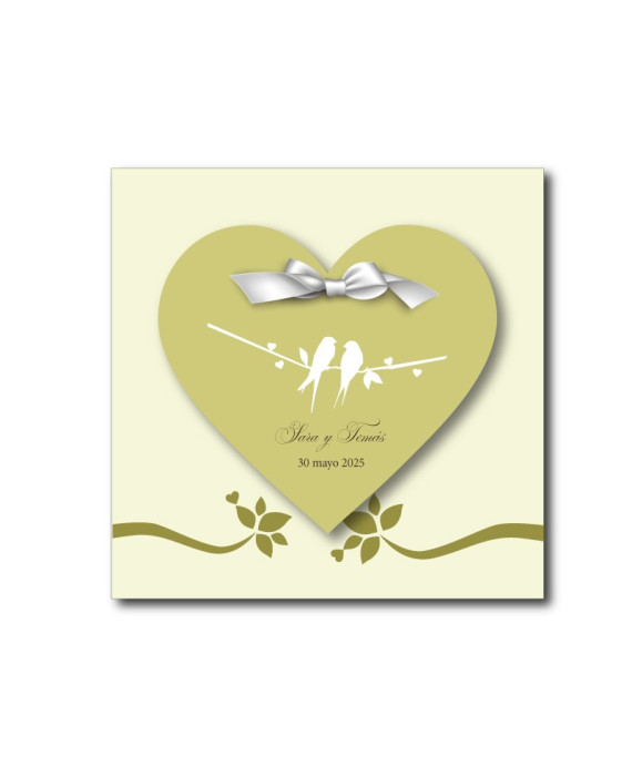 Invitacion de boda corazon verde