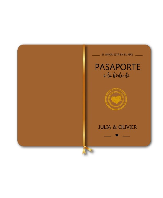 Invitacion de boda pasaporte de raso