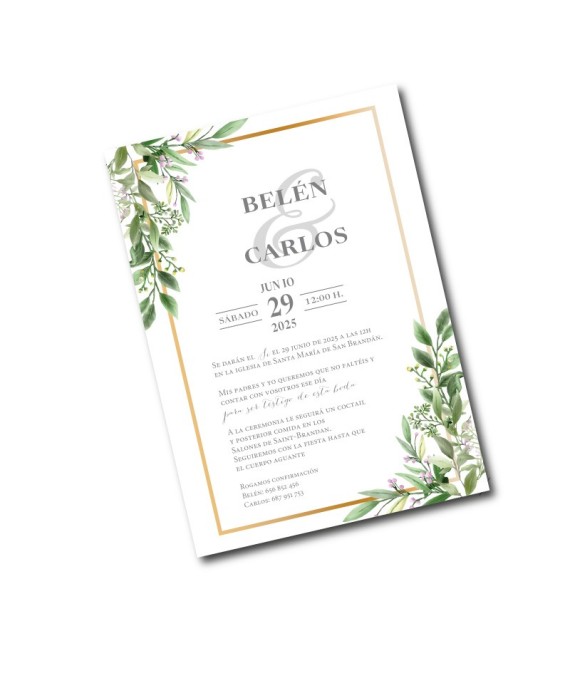 Invitacion de boda naranjo kraft