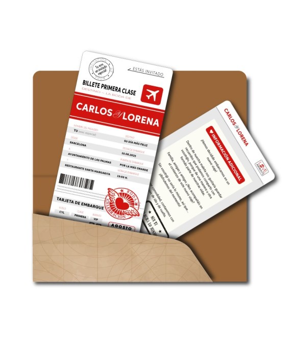 Invitacion de boda mapa mundo