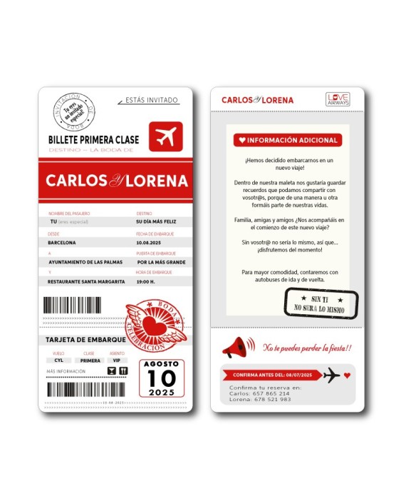 Invitacion de boda mapa mundo