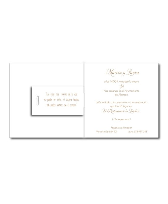 Invitacion de boda flores oro