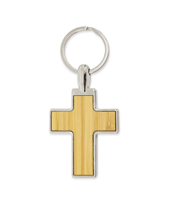 Llavero bambú cruz
