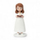 Figura pastel Comunión niña vestido blanco y biblia 13cm.