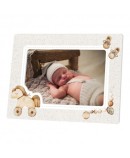 Marco de foto bautizo con figuras adorables y personalizadas