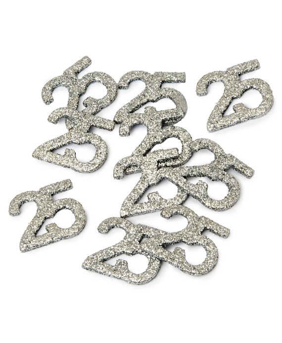 Decoración 25 aniversario en purpurina plata