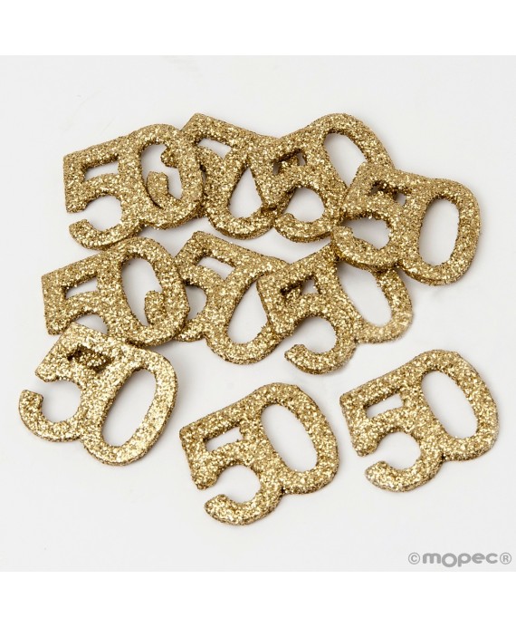 Decoración 50 aniversario en purpurina oro