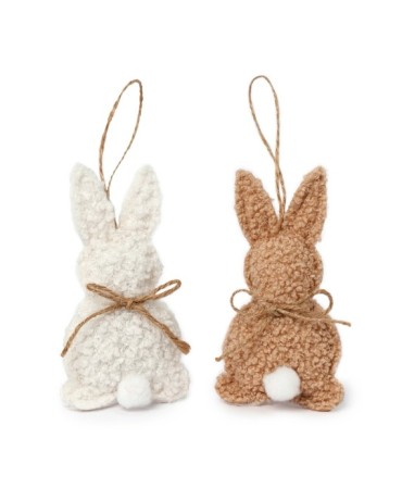 Colgante conejitos marfil y beige 7x3x12cm. min.6