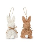 Colgante conejitos marfil y beige 7x3x12cm. min.6