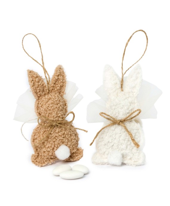 Conejitos colgante marfil/beige 3 peladillas chocolate 2 surt min 4