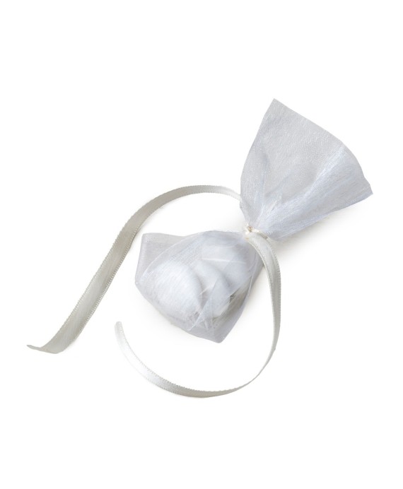 Adorno 3 peladillas chocolate y lazo satén marfil,min.6