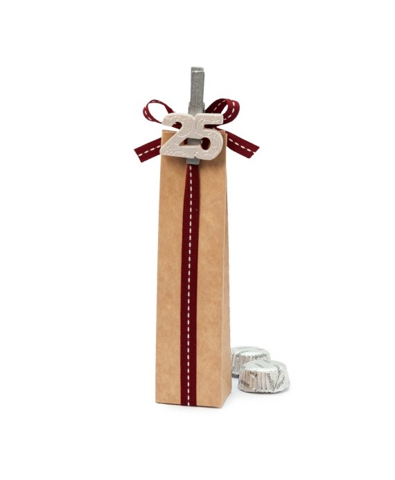 Caja kraft 2bombones con pinza 25 Aniversario