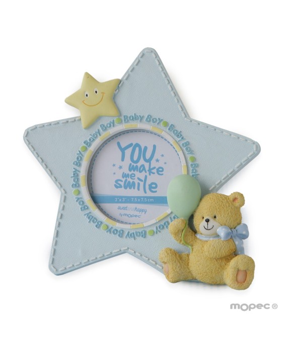 Marco fotos 19cm estrella azul y osito