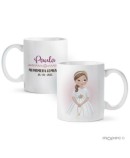 Taza cerámica Primera Comunión niña con rosario