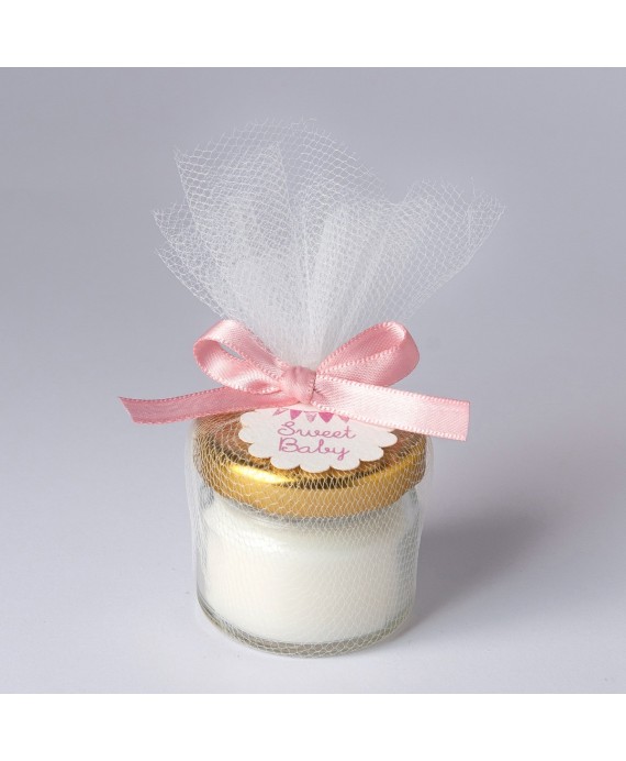 Vela jazmín 20gr. con lazo y tarjetita rosa Sweet Baby