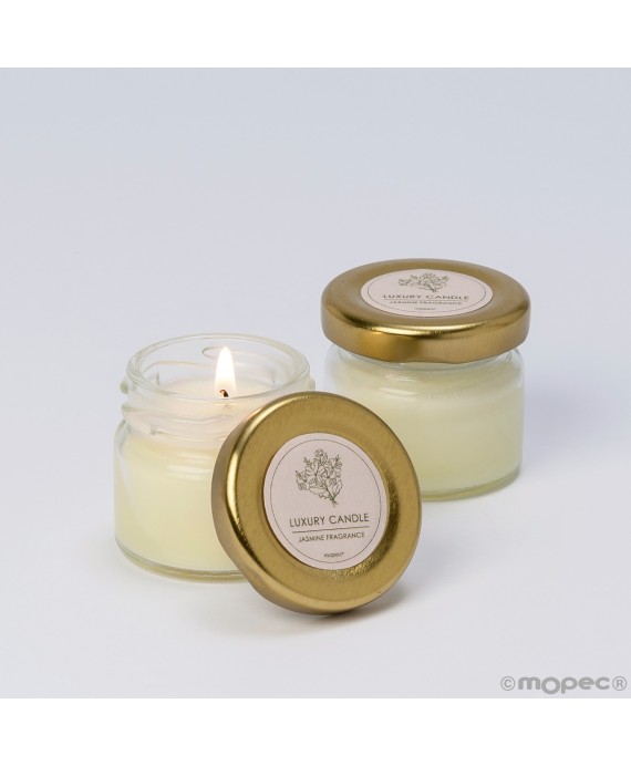 Vela aroma jazmín en frasco pequeño, Ø4,5x4cm min.6