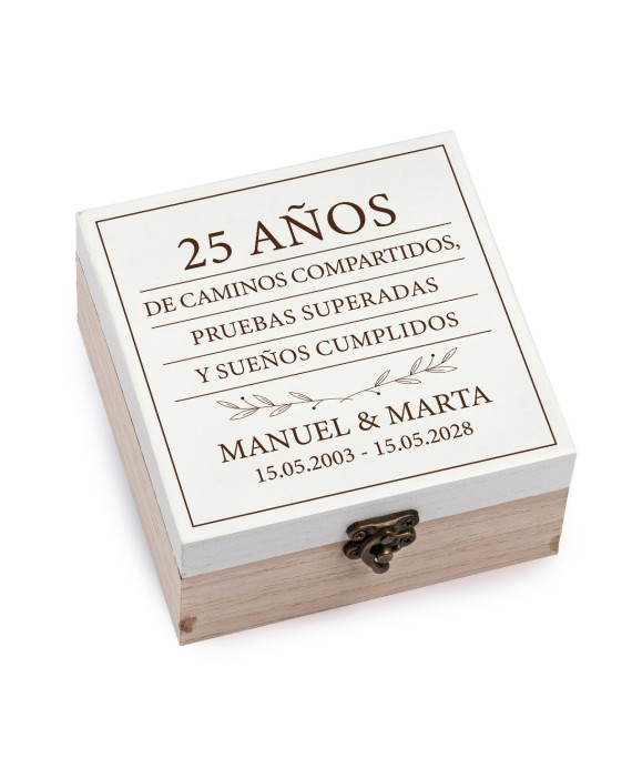 Caja madera 25 aniversario personalizada