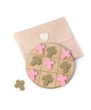 Juego 3 en raya de madera Cruz rosa y beige