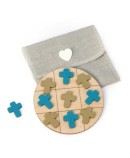 Juego 3 en raya de madera Cruz azul y beige