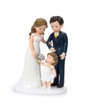 Figura pastel Boda pareja novios con niña
