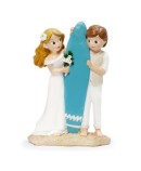 Figura pastel novios surferos 13,5 x 19cm.