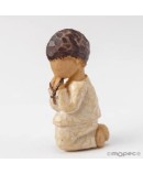 Imán/anilla de Niño de Comunión efecto madera, 5,5cm.