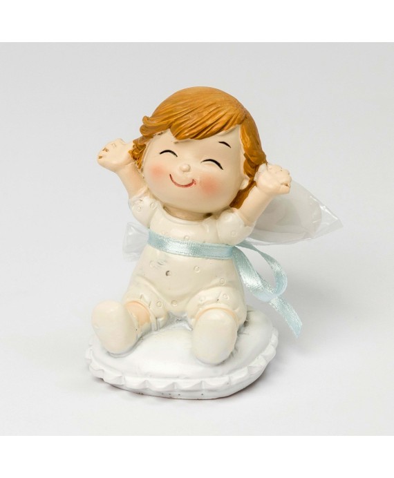 Figura bebé Pop &Fun cojín lazo azul 3 peladillas