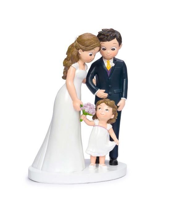 Figura pastel Boda pareja novios con niña
