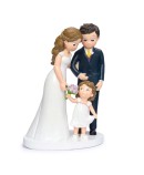 Figura pastel Boda pareja novios con niña