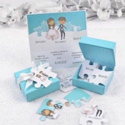 Invitación de boda puzzle caja