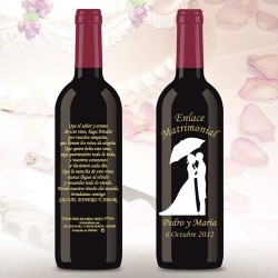 Botella de Vino personalizada Boda Novios bajo la lluvia
