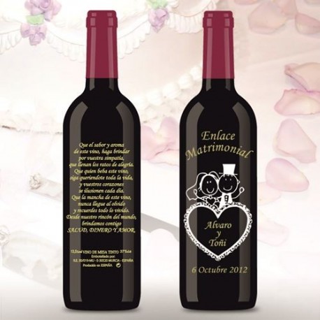 Botella de Vino personalizada Boda Pita Corazón