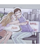 Invitación de boda novios banco