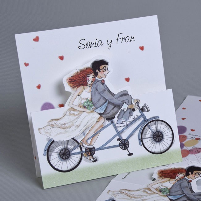 Sótano Tropical soldadura Invitación de boda novios bicicleta - Detalles de Boda