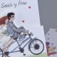 Invitación de boda novios bicicleta