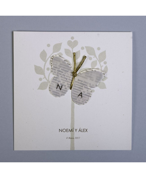 Invitación de boda mariposa portada