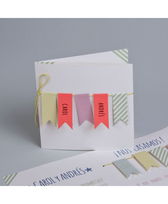 Invitación de boda tendedero nombres